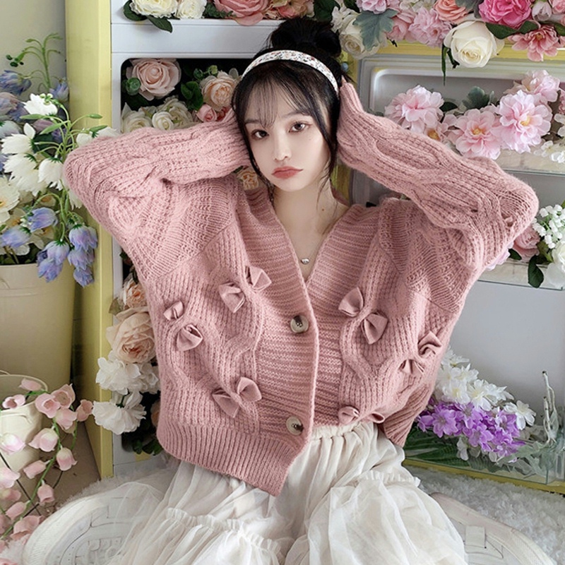 Bowknot Loose Knitted Cardigan