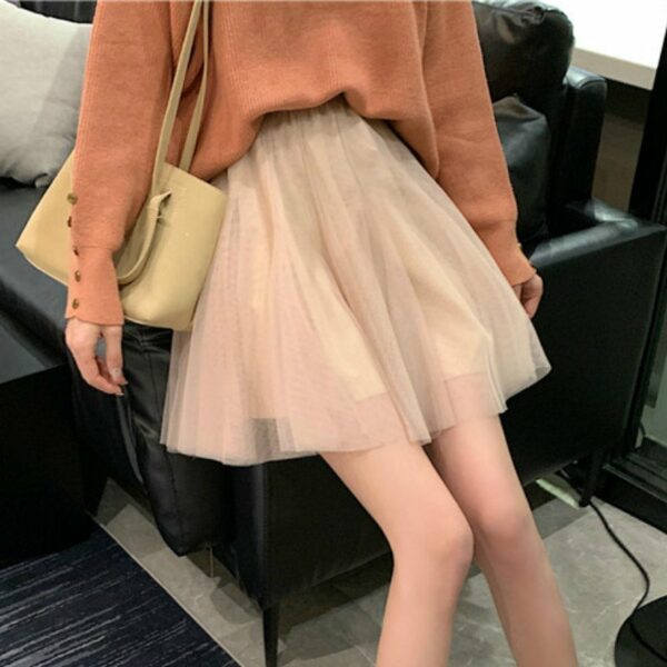 Kawaii Mesh Pleated Mini Skirt Korean kawaii