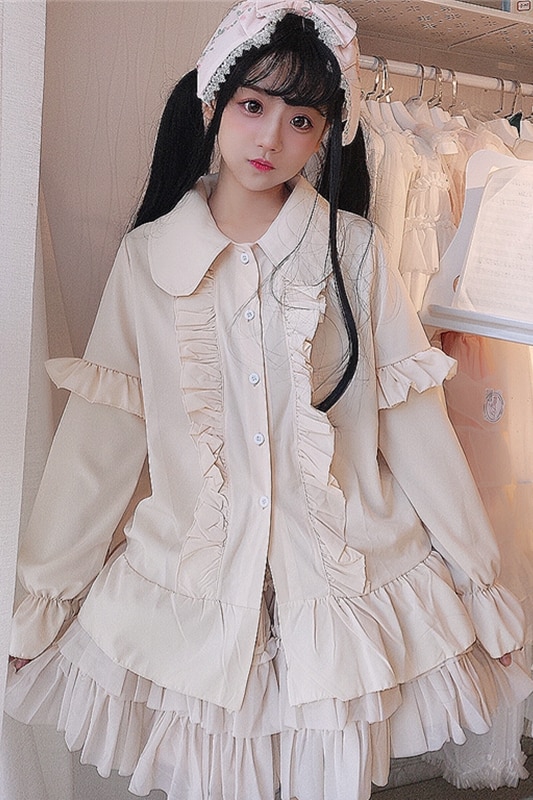 Harajuku Ruffles Long Sleeved Shirt Cute kawaii