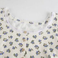 빈티지 꽃무늬 프린트 탑 티셔츠 카와이