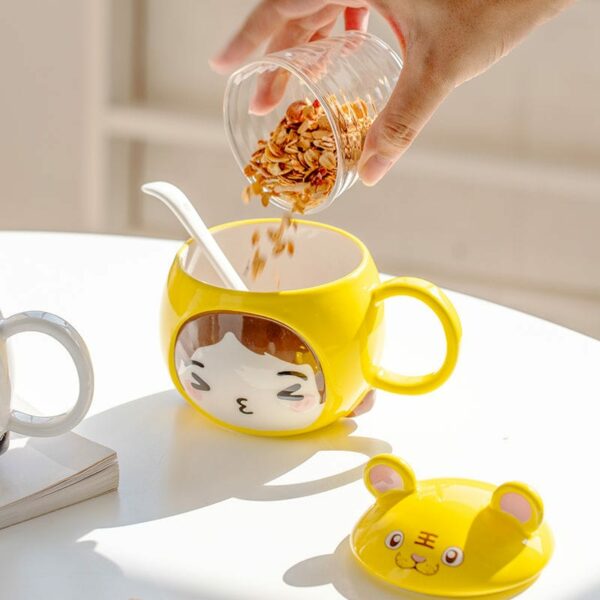 Cute Girl Ceramic Mug With Lid Ceramic Mug kawaii