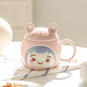 Cute Girl Ceramic Mug With Lid Ceramic Mug kawaii