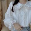 Kawaii Doll Collar Lace Splice Shirt Blusas kawaii