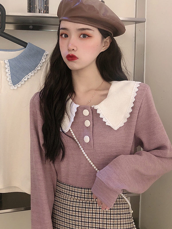 Korean Style Doll Collar Sweater Cardigans kawaii