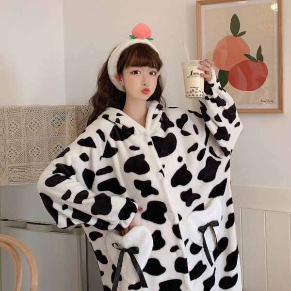 Cute Cow Printed Coral Velvet Pajamas Cow kawaii