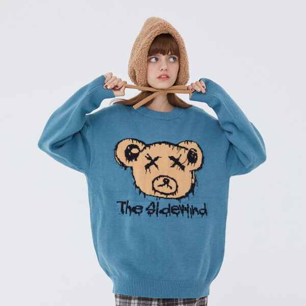 Korean Style Bear Knitted Sweater Korean kawaii