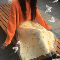 Jolie jupe en maille de dentelle brodée de fleurs Jupe en dentelle kawaii
