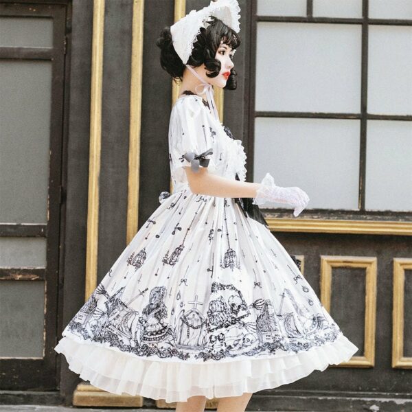 Lolita Lace Ruffles Front Bowknot Dress Lolita kawaii