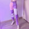 Pink Purple Denim Pant Denim Pants kawaii