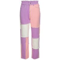 Розово-фиолетовые джинсовые брюки Джинсовые брюки каваи
