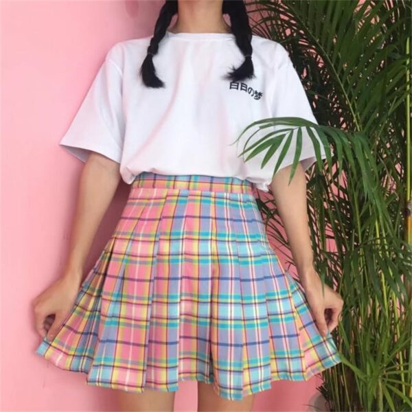 Neon Girl Plaid Skirt Gothic kawaii