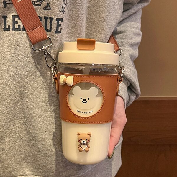 Cute Bear Glass Coffee Cup Bottle bear kawaii