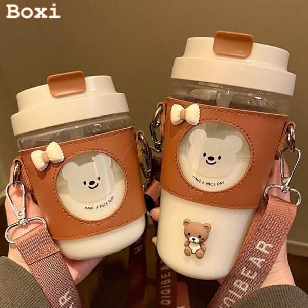 Cute Bear Glass Coffee Cup Bottle bear kawaii