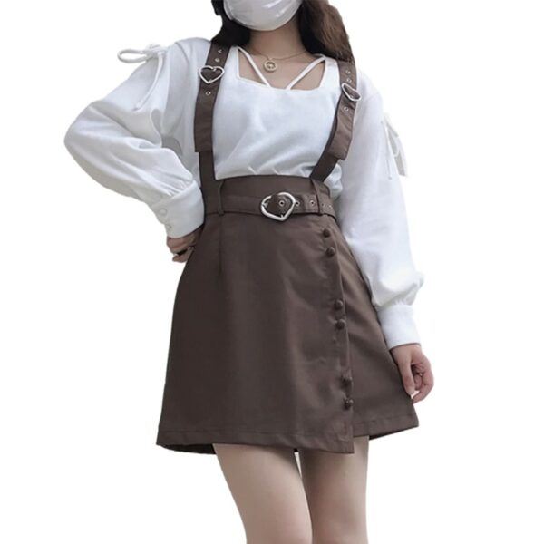 Brown Suspender Dark Academia Skirt Gothic kawaii
