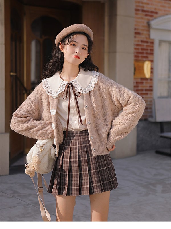 Y2K Preppy Style High Waist Pleated Plaid Skirt Japanese kawaii