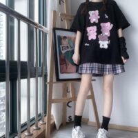 Camiseta con estampado de oso Harajuku dibujos animados kawaii