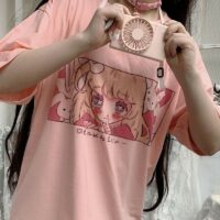 T-shirt Kawaii Harajuku Anime Girl Dessin animé kawaii