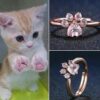 Kawaii Rose Gold Cat Paw Ring Cat Claw kawaii