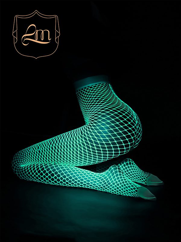 White UV Glowing Aesthetic Fishnet Tights Fishing Net Socks kawaii