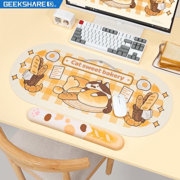 Cute Cartoon Cat Mouse Pad And Keyboard Wrist Rest Keyboard kawaii