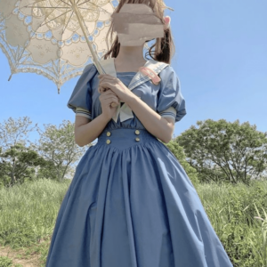 Темно-синее платье в стиле Лолиты Harajuku MKilor с воротником Студенческий стиль каваи
