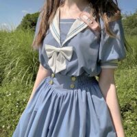 Harajuku MKilor-Kragen-Marine-Lolita-Kleid Kawaii im College-Stil