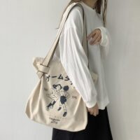 Ekologiczna torba na zakupy wielokrotnego użytku w stylu retro Kawaii na płótnie