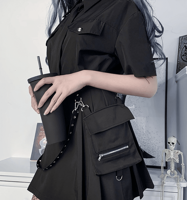 Harajuku Goth minikjol med hög midja Gotisk kawaii