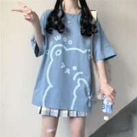 Kawaii Woo Bear Soft Girl Tシャツ漫画かわいい