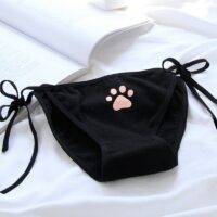 Calcinha com gravata de pata de gato Kawaii Anime Pata de gato kawaii