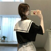 Kawaii Preppy Style Sailor Collar Shirt Krageskjorta kawaii