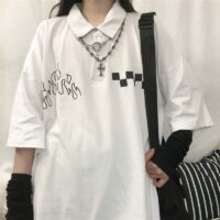 Camiseta Polo Branca Kawaii Harajuku kawaii