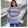 Rainbow Gradient Stripe Loose Sweater Knit Sweater kawaii