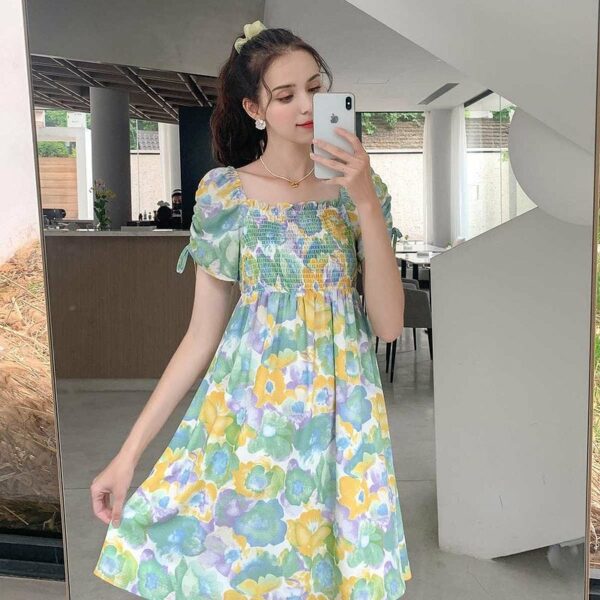 Summer Green Floral Dress Floral Dress kawaii