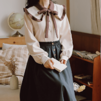 Conjunto de dos piezas con falda larga y camisa vintage Arco kawaii