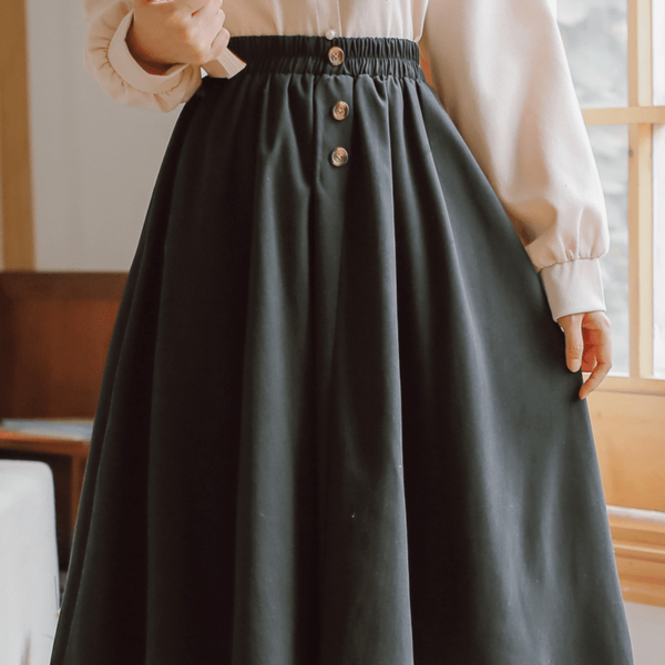 Vintage Shirt Long Skirt Two Piece Set Bow kawaii