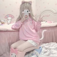Kawaii gezellige melodie roze hoodie Cartoon-kawaii