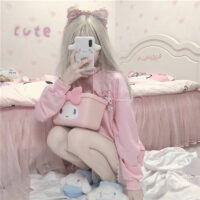 Kawaii gezellige melodie roze hoodie Cartoon-kawaii