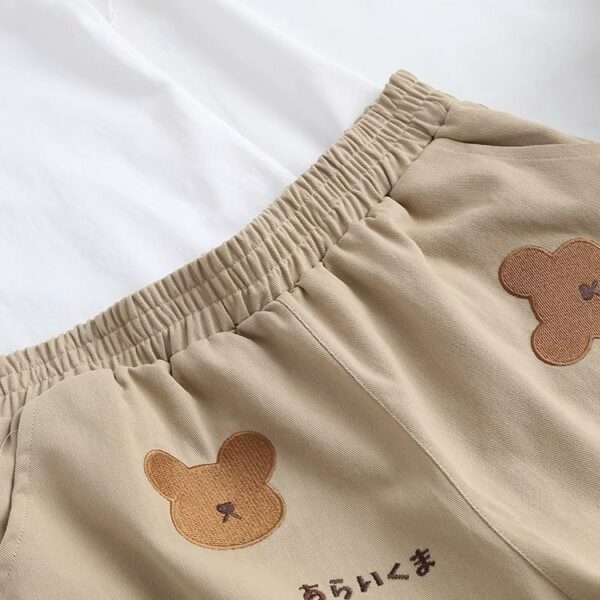 Kawaii Embroidered Bear Elastic Shorts bear kawaii