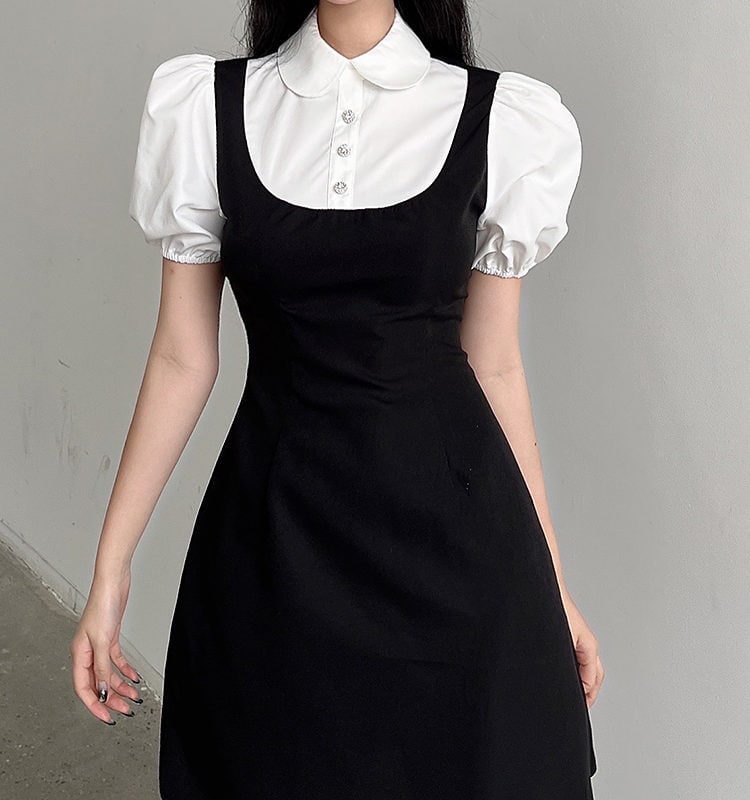 Summer Polo Slim Black White Dress Cute kawaii