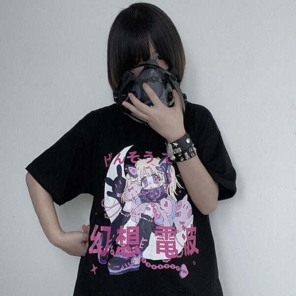 Kawaii Black Punk Anime T-shirt Anime kawaii