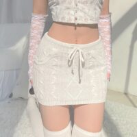 Kawaii Fashion Estetyczna mini spódniczka z dzianiny Kawaii estetyczne
