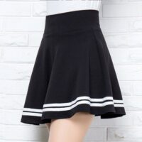 Czarna mini spódniczka w paski Kawaii Spódnice midi kawaii