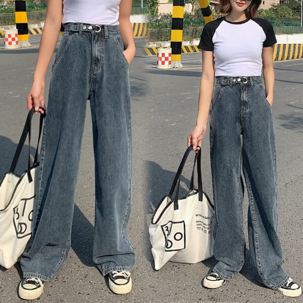 Harajuku High Waist Wide Jeans Denim Pants kawaii