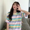 Kawaii Pastel Rainbow Stripe T-Shirt Harajuku kawaii