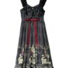 Gothic Ruffles Bows Floral Print Black Lolita Dresses Gothic kawaii