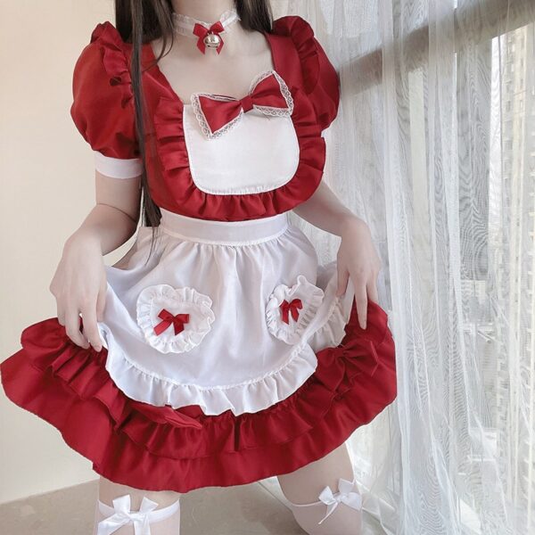 Kawaii Bowknot Puff Sleeve Princess Lolita Dress Apron kawaii