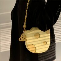 Bolsa de Ombro com Queijo Amarelo Cremoso Queijo kawaii