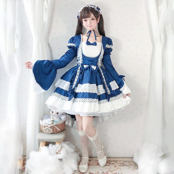Kawaii Lolita OP Ruffles Maid Dresses Cosplay kawaii