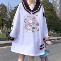Kawaii tröja med marin krage Harajuku kawaii